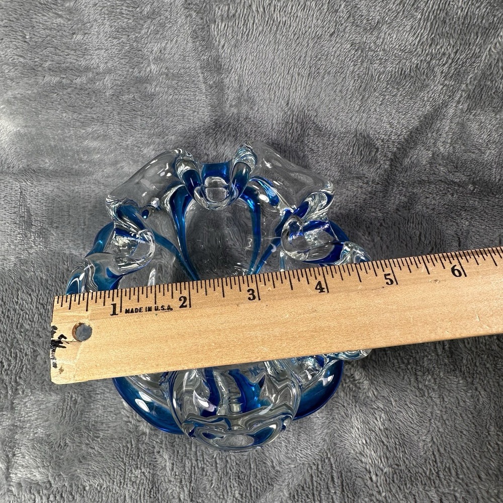 Vintage Murano Style Sommerso Art Glass Bowl Blue‎ Freeform Splash Dish Mid Cent - Picture 5 of 9